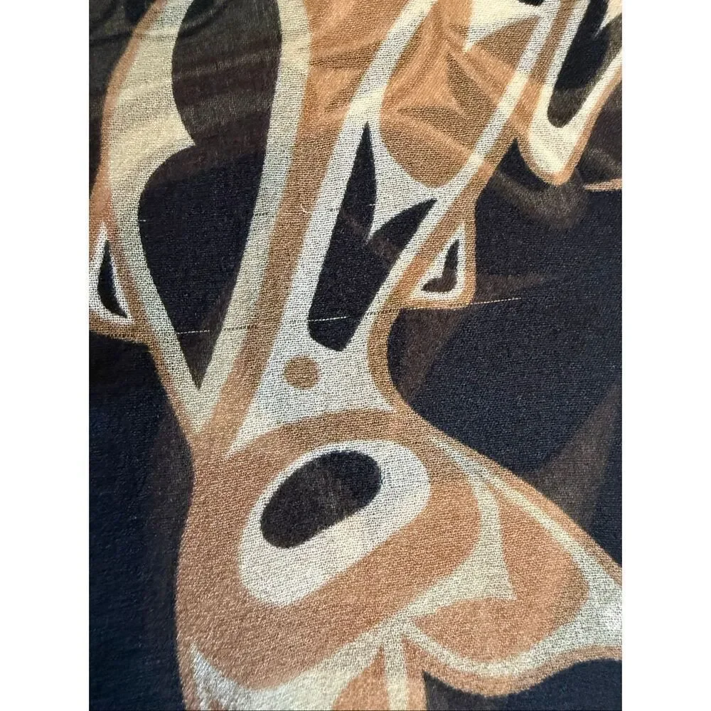 Vintage Anthony Joseph Scarf Coast Salish ‘Circle of Life’ Salmon Art Earthy